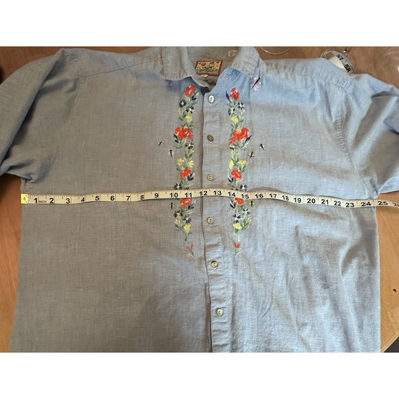 Jackpot Denim Button Down Shirt Women’s Sz XL Long Sleeve Chambray Embroidered - Picture 5 of 10
